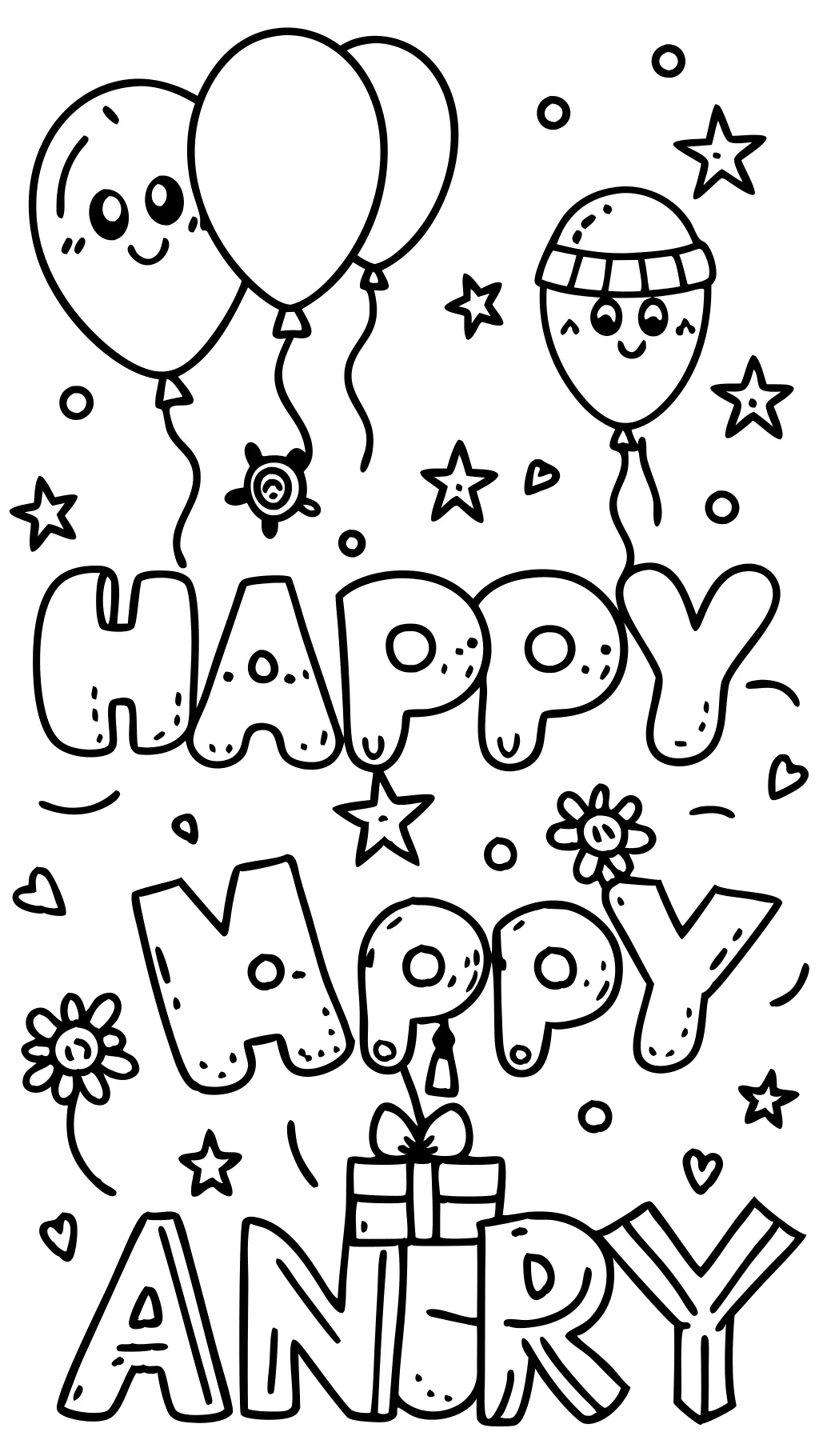 free cartoon coloring pages saying happy anniversary